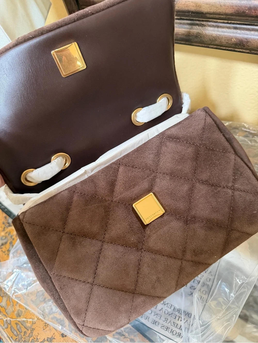 Tory Burch quilted suede